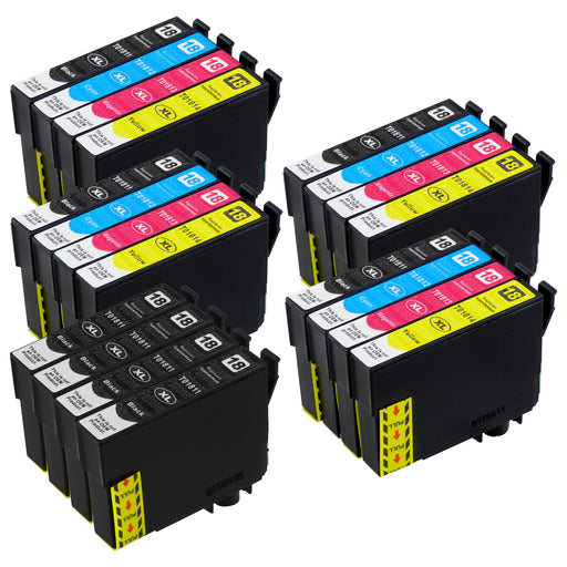 Premium Kompatibel Epson T18XL - PAKKE TILBUD (4 Sort & 4 Multipakker) - Pakken indeholder 20 blækpatroner