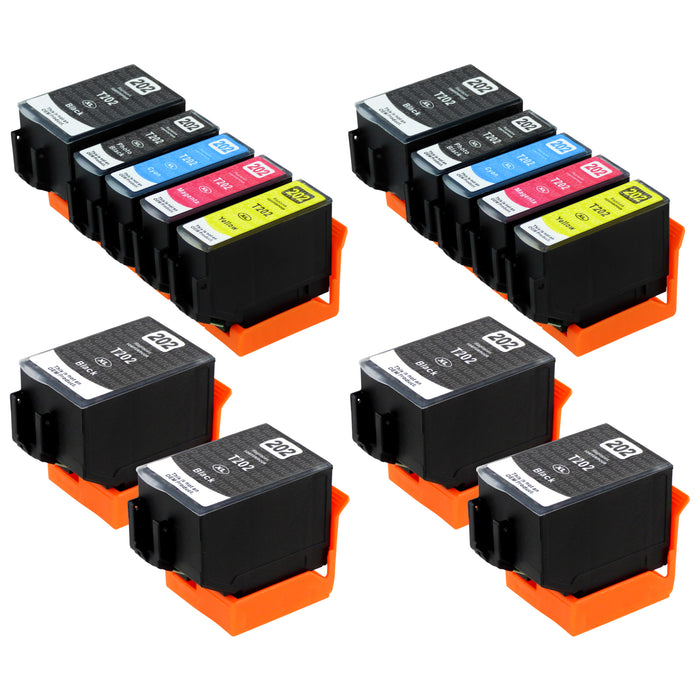 Premium Kompatibel Epson 202XL - PAKKE TILBULD (4 Sort, 2 Multipakker & 2 Foto Sort) - Pakken indeholder 14 blækpatroner