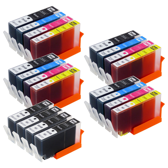 Premium Kompatibel HP 364XL - PAKKE TILBULD (4 Sort & 4 Multipakker) - Pakken indeholder 20 blækpatroner