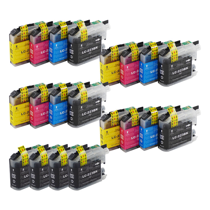 Premium Kompatibel Brother LC223XL - PAKKE TILBUD - (4 Sort & 4 Multipakker) - Pakken indeholder 20 blækpatroner