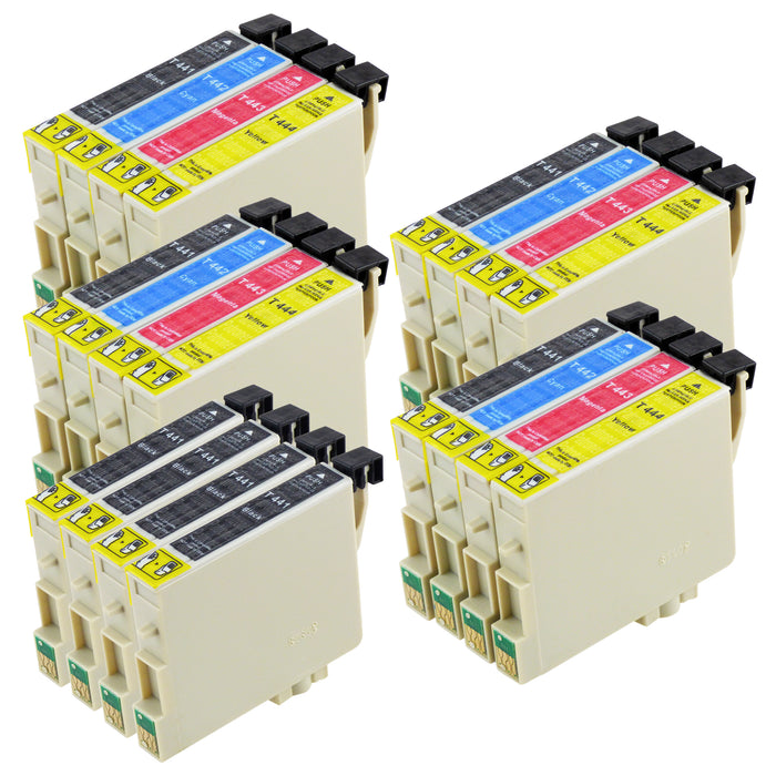 Premium Kompatibel Epson T0445 & T0441 - PAKKE TILBULD (4 Sort & 4 Multipakker) - Pakken indeholder 20 blækpatroner