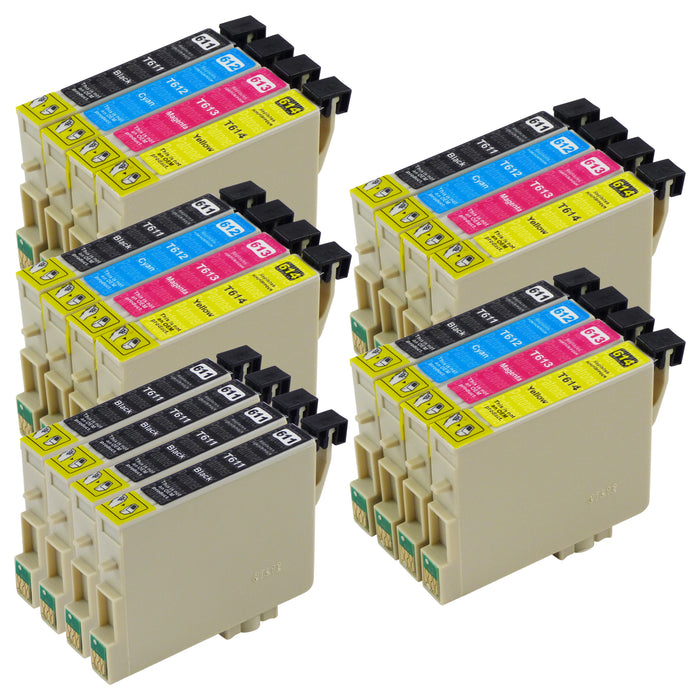 Premium Kompatibel Epson T0615 Blæk - PAKKE TILBULD - (4 Sort & 4 Multipakker) - Pakken indeholder 20 blækpatroner