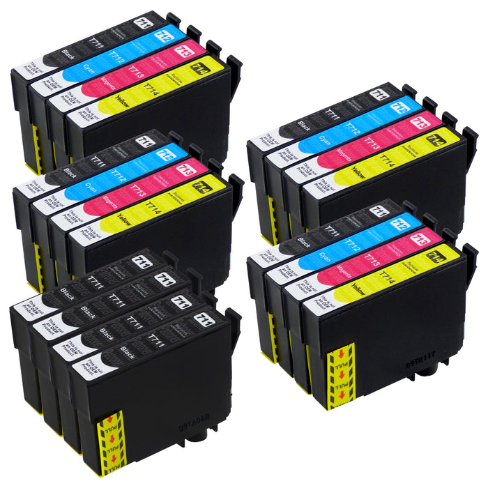 Premium Kompatibel Epson T0711 & T0715 - PAKKE TILBULD (4 Sort & 4 Multipakker) - Pakken indeholder 20 blækpatroner