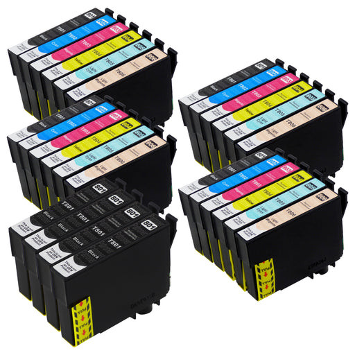 Premium Kompatibel Epson T0807 & T0801 - PAKKE TILBULD (4 Sort & 4 Multipakker) - Pakken indeholder 28 blækpatroner