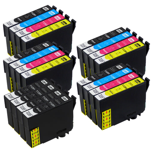 Premium Kompatibel Epson T1291 & T1295 - PAKKE TILBULD (4 Sort & 4 Multipakker) - Pakken indeholder 20 blækpatroner