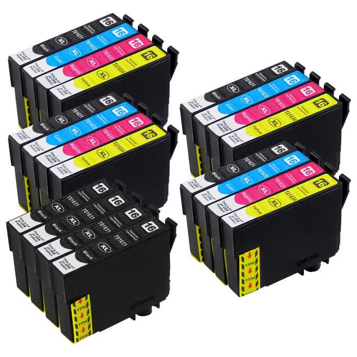 Premium Kompatibel Epson T16XL - PAKKE TILBUD (4 Sort & 4 Multipakker) – Pakken indeholder 20 blækpatroner